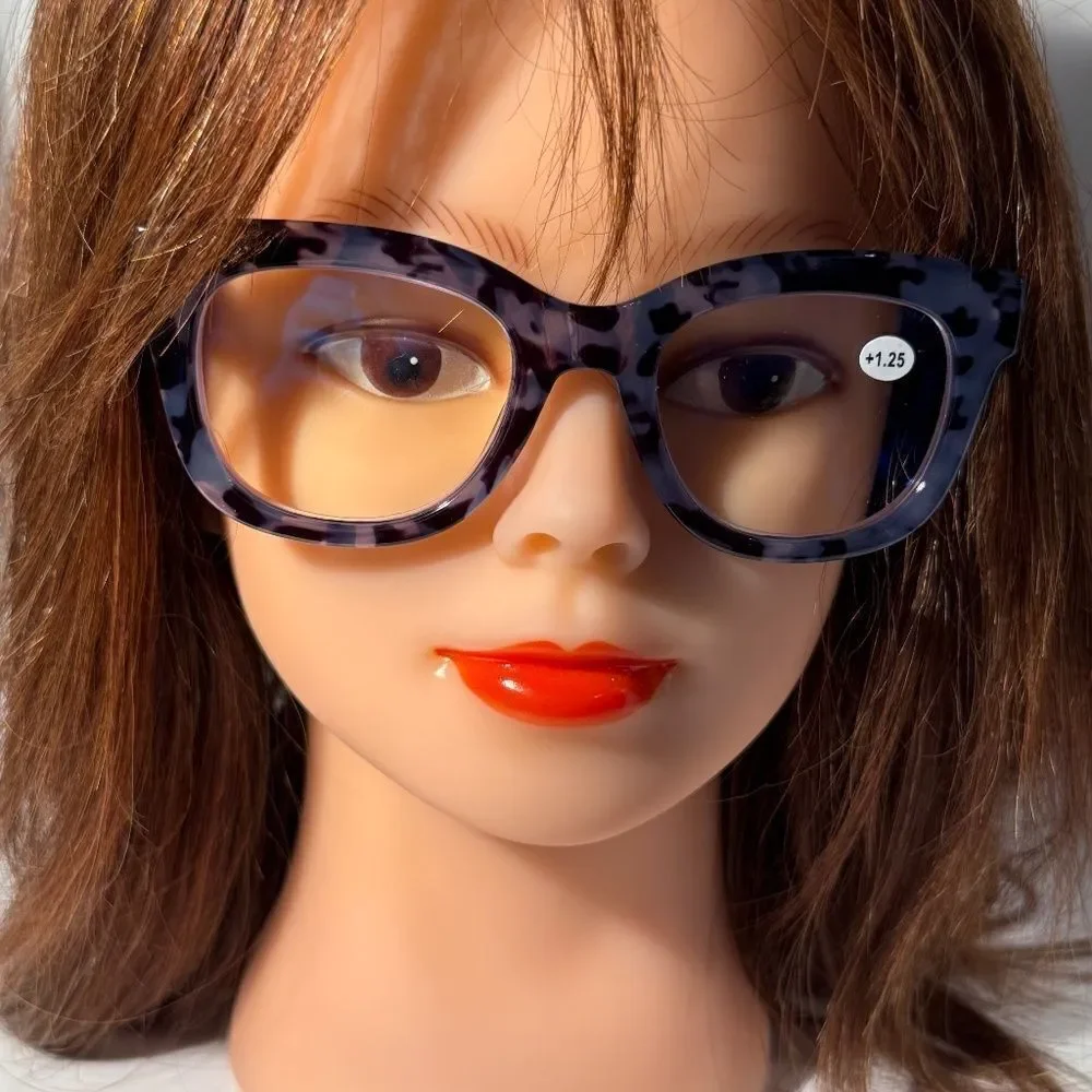1566 Mona Reading Glasses 1.75 Black GrTortoise Readers Rounded Square Frame NWT